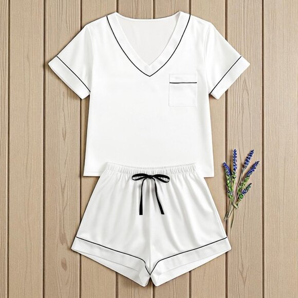 Ekouaer Women Pajama Set XL Short Sleeve Top Shorts - Picture 2 of 7